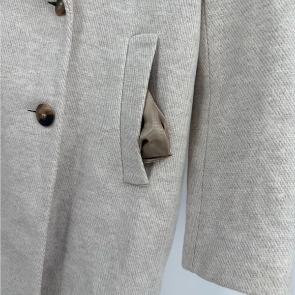 Zara Double Breasted Boucle Neutral Oatmeal Beige Peacoat Jacket Size Womens XS - Picture 11 of 14